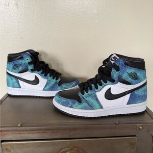 Nike Black and Blue High-Top Sneakers with Iconic Swoosh